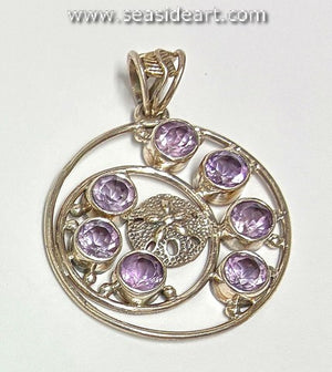 Sterling Silver Pendant with Amethysts