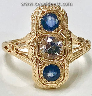 14K Yellow Gold Lady's Natural Sapphire Ring