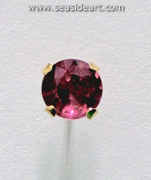 One 14K Yellow Gold Stud Ruby Earring-(Not a Pair)