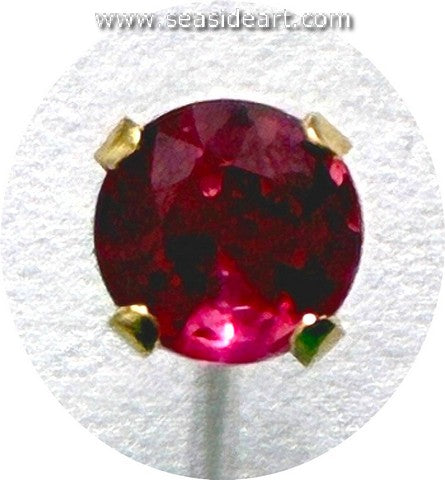 One 14K Yellow Gold Stud Ruby Earring-(Not a Pair)