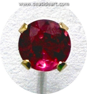 One 14K Yellow Gold Stud Ruby Earring-(Not a Pair)