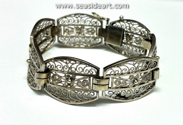 Vintage Filigree Bracelet- European Silver