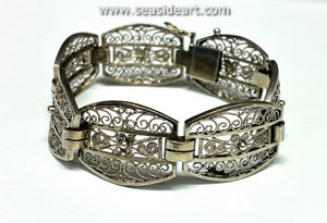 Vintage Filigree Bracelet- European Silver