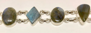 Sterling Silver Bracelet with Labradorite Cabochons