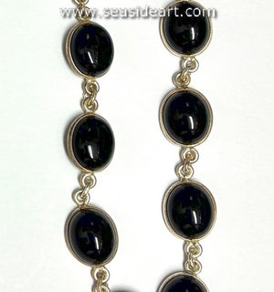 Sterling Silver Bracelet with Obsidian