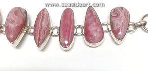 Sterling Silver Bracelet with Rhodochrosite Cabochons