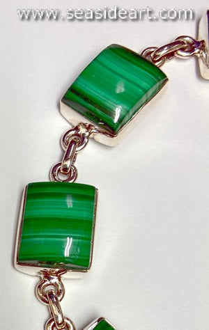 Sterling Silver Bracelet with Malachite