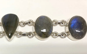 Sterling Silver Bracelet with Labradorite Cabochons