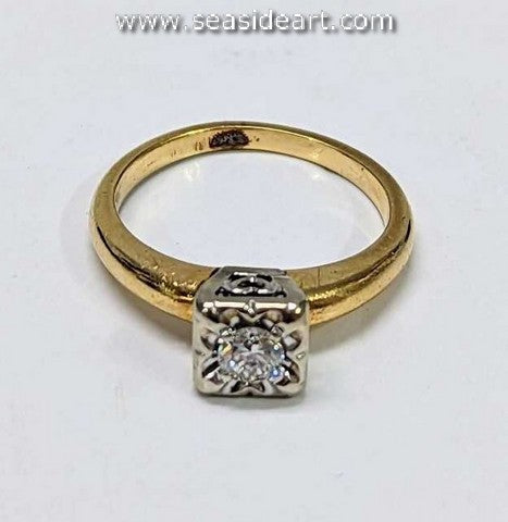 14K Two-Tone Gold Natural Diamond Ring