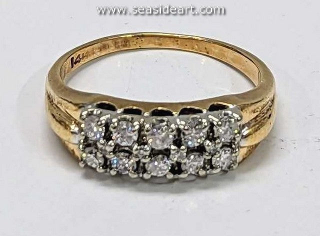 14K Two-Tone Gold Triple Row Ring