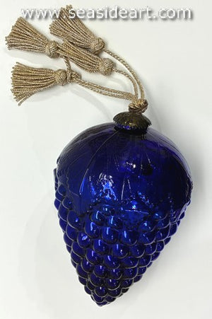 Large Antique German Cobalt Blue  Mercury Glass Christmas Kugel Ornament