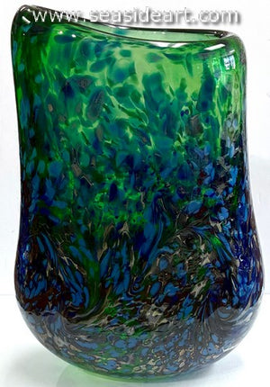 Green Vase with Lapis, Silver Blue Frit