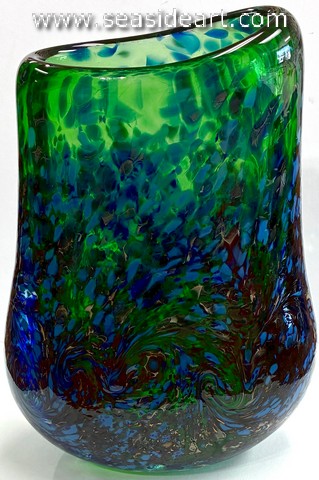 Green Vase with Lapis, Silver Blue Frit