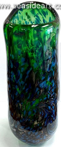 Green Vase with Lapis, Silver Blue Frit