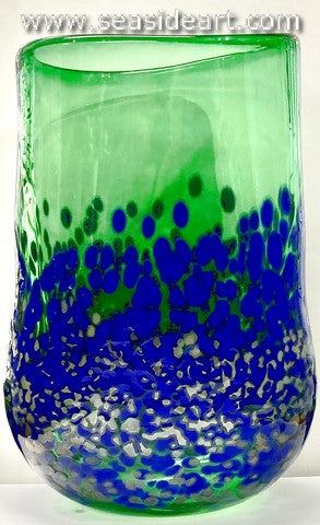 Green Vase with Lapis & Silver Frit
