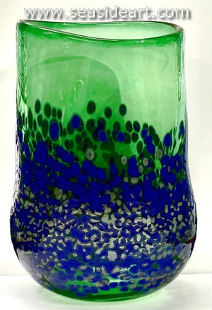 Green Vase with Lapis & Silver Frit