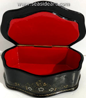 Vintage Black Lacquered Russian Box-"A Ritual Kiss"