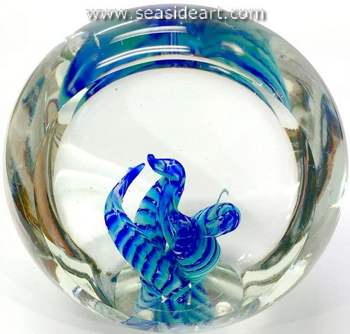 Clear Faceted Weight with Blue Petal Cut