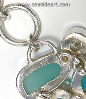 Sterling Silver Bracelet with Chalcedony, Blue Topaz & Pearls