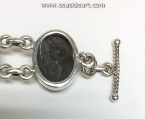 Sterling Silver Bracelet with Labradorite Cabochons