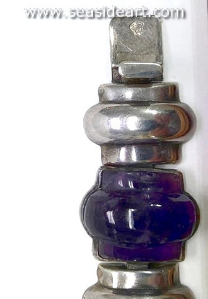 Vintage Mexican Sterling Silver & Amethyst Link Bracelet