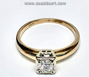14K Two-tone Gold Solitaire Style Ring with Natural Diamond