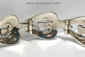 Vintage Sterling Silver & Turquoise Mosaic Bracelet-Gato de Taxco