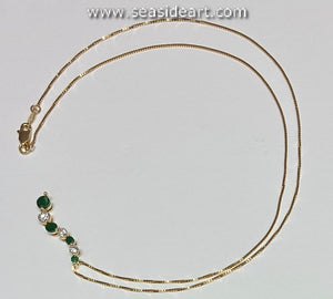 14K Yellow Gold Lady's Natural Diamond & Natural Emerald Necklace