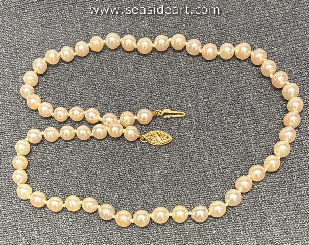 Akoya Pearl Strand Necklace with 14K Yellow Gold Clasp