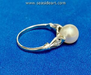 One Mikimoto Cultured Pearl and Natural Diamond Ring