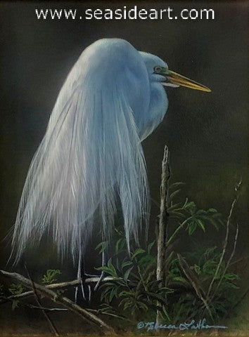 Perched in Twilight (Great Egret)