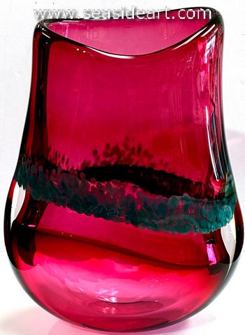 Red Vase with Teal Red Fold