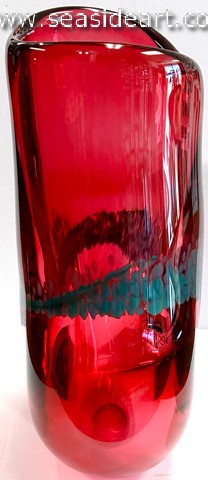 Red Vase with Teal Red Fold
