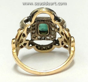 Natural Emeralds and Diamonds-14K Yellow Gold & Sterling Silver Ring