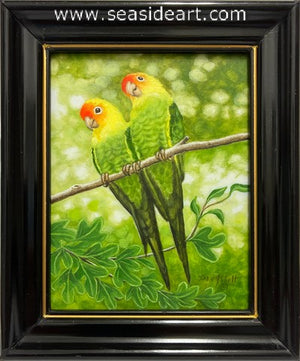 Shared Devotion (Extinct Carolina Parakeets & Sassafras Leaves)