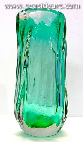 Aqua Vase with Ridges
