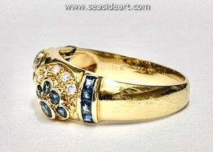 18K Yellow Gold Natural Sapphire & Natural Diamond Ring-LEVIAN