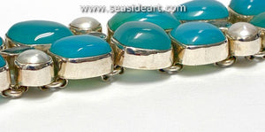 Sterling Silver Bracelet with Chalcedony, Blue Topaz & Pearls