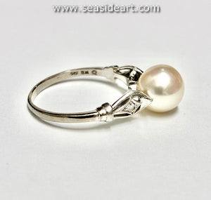 One Mikimoto Cultured Pearl and Natural Diamond Ring