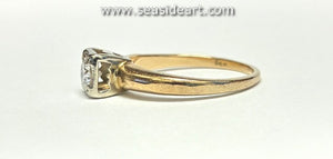 14K Two-tone Gold Solitaire Style Ring with Natural Diamond