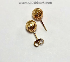 14 Karat Yellow Gold Ball Stud Earrings