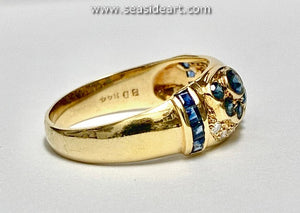 18K Yellow Gold Natural Sapphire & Natural Diamond Ring-LEVIAN