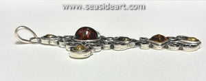 Sterling Silver Cross Pendant with Amber