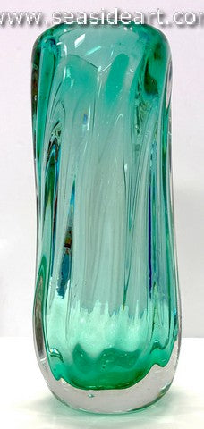 Aqua Vase with Ridges
