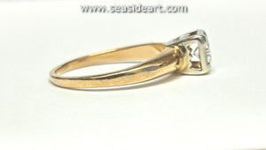 14K Two-tone Gold Solitaire Style Ring with Natural Diamond