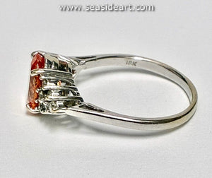 18K White Gold Ring with Natural Spessartite Garnet and Natural Diamond