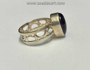 Sterling Silver Ring with Tear Drop Amethyst