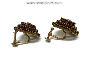 Bohemian Garnet Earrings-Screw Back