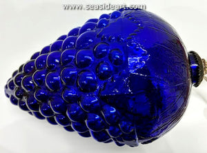 Large Antique German Cobalt Blue  Mercury Glass Christmas Kugel Ornament