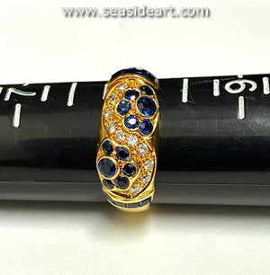 18K Yellow Gold Natural Sapphire & Natural Diamond Ring-LEVIAN